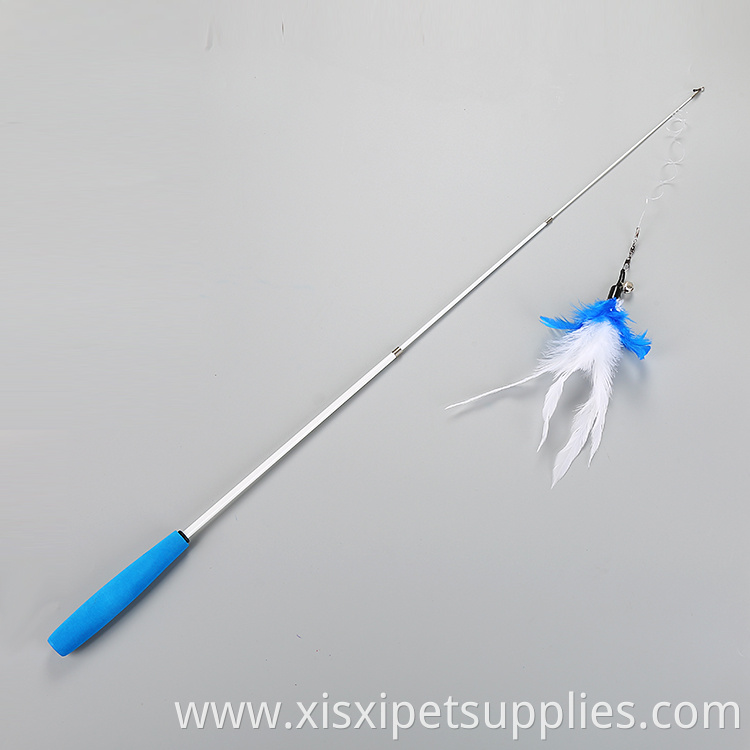 Colorful New Design Fishing Rod Cat Feather Wand Cat Teaser Stick Toy